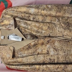 Chico's Metallic Gold and Tan Snake Print Jacket